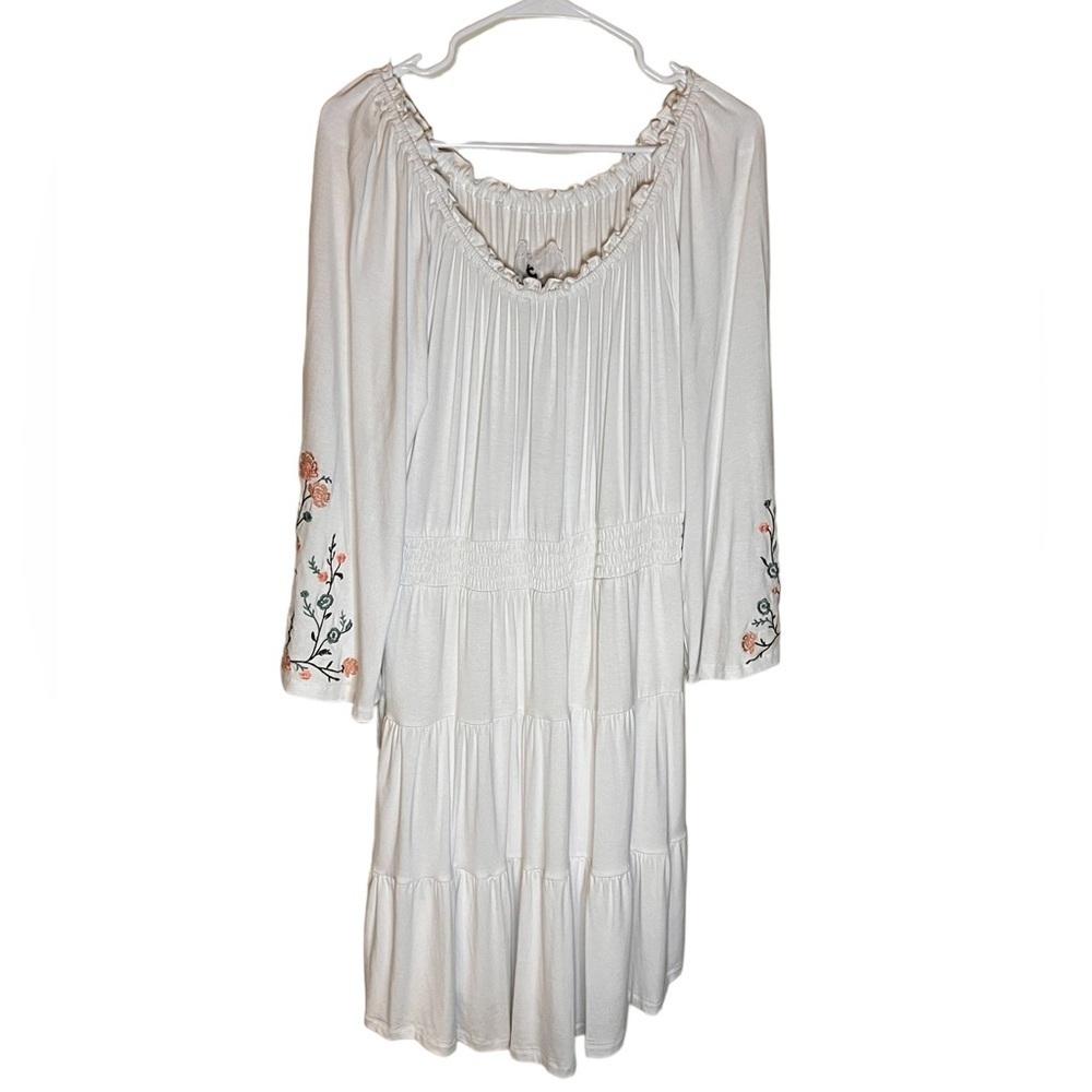 Cupio Women's 3/4 Flare Sleeve Embroidered Dress Size Large